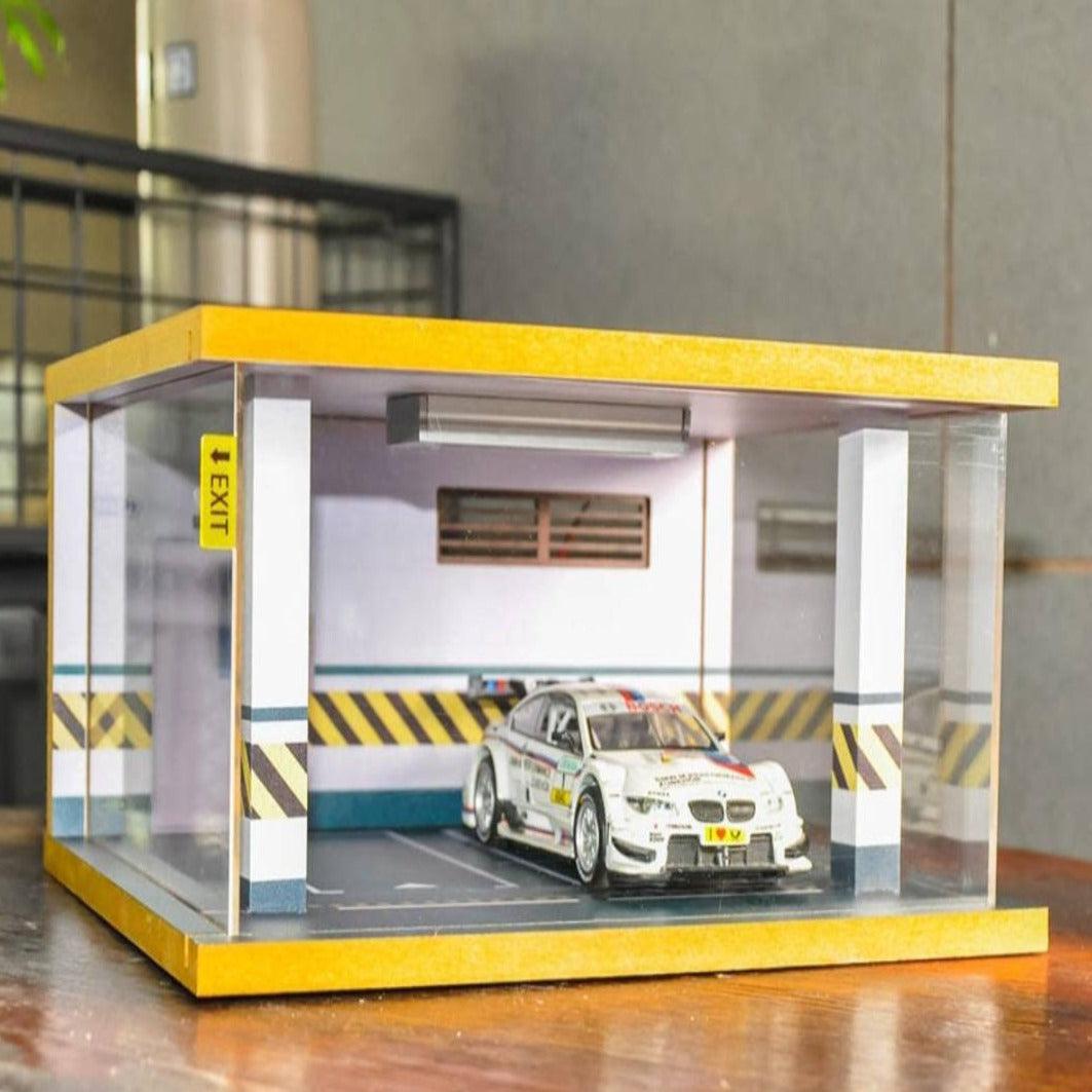 Toy Car Storage - Die Cast Car Garage Diorama - Car Parking Lot - DIY 1:24 Model Car Parking Space Simulation Toy Car Showroom With LED - Rajbharti Crafts