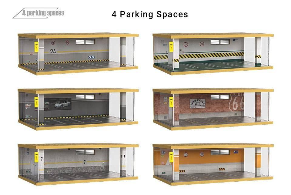 Toy Car Storage - Die Cast Car Garage Diorama - Car Parking Lot - DIY 1:32 Model Car Parking Space Simulation Toy Car Showroom With LED - Rajbharti Crafts
