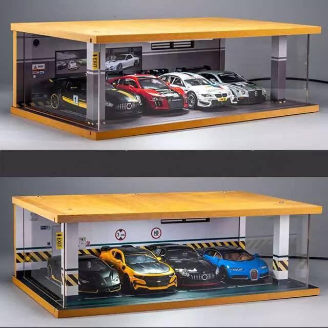 Toy Car Storage - Die Cast Car Garage Diorama - Car Parking Lot - DIY 1:32 Model Car Parking Space Simulation Toy Car Showroom With LED - Rajbharti Crafts