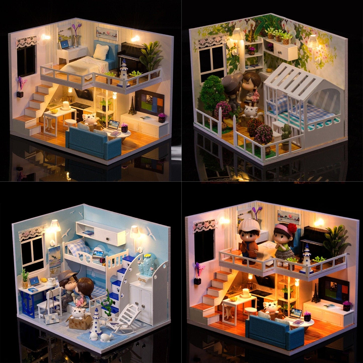 Finished Dollhouse - Fully Completed Miniature Doll House - Best Girlfriend Gifts - Dollhouse Gift - Birthday, Christmas Gift Box & Dolls