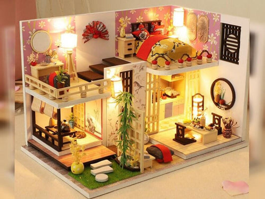 DIY Dollhouse Kit - Modern Living Room Miniature Dollhouse Kit - Duplex Apartment Doll House Kit - Birthday, Christmas Gift Adult Craft - Rajbharti Crafts