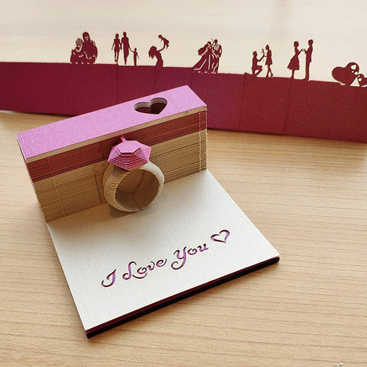 Proposal Ring 3D Note Pad - Creative Memo Pad - Omoshiroi Block - Romantic Gift - Engagement Ring - Gift For Love - Stationery Toys With LED