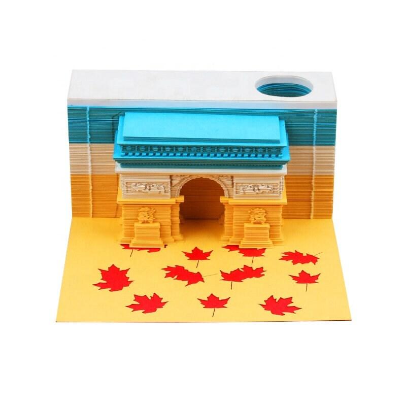 Paris Arc de Triomphe Miniature 3D Note Pad - Creative Memo Pad - 3D Omoshiroi Block - DIY Paper Craft - Stationery Toys With LED - Gifts
