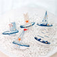 Miniature Sailboat Model - Ferry Ship Model - Mediterranean Style Sailboat - Wooden Miniature Ship - Marine Decoration - Nautical Decoration