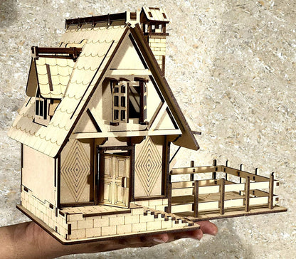 DIY Wooden Doll House Kit - DIY Garden House Miniature - Farm House - 3D Wooden Puzzle - Construction Toy, Modeling Kit - Easy to Assemble - Rajbharti Crafts