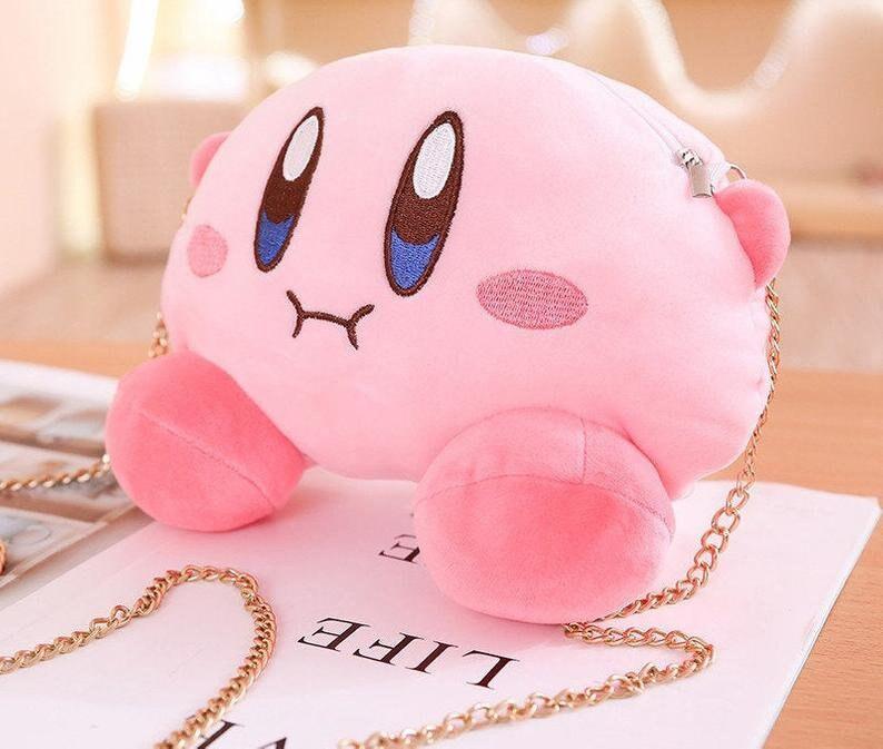 Cute Kirby Bag With Chain - New Star Kirby Shoulder Bag - Girl Purse - Plush Messenger Bag - Sling Bag - Peripheral Plush Shoulder Bag