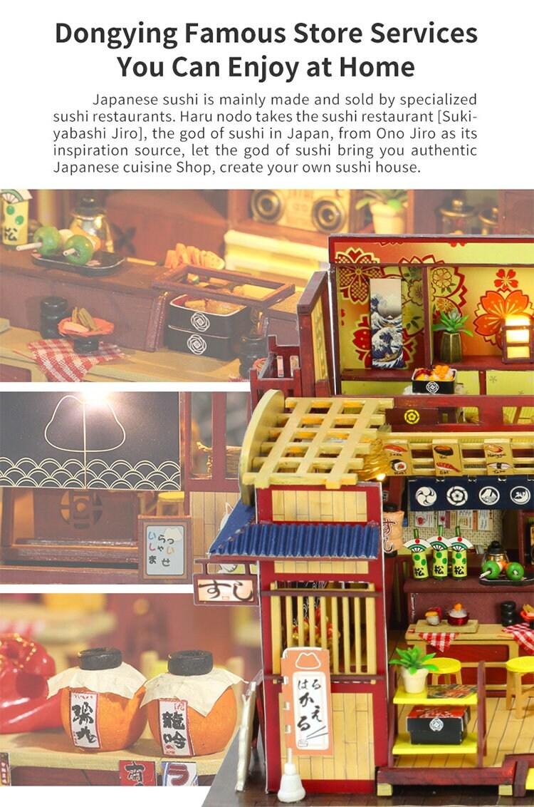 DIY Japanese Sushi Restaurant - DIY Dollhouse Kit - Miniature Sushi Restaurant - DIY Dollhouse Miniature Café - Rajbharti Crafts