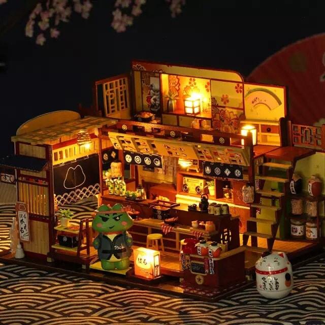 DIY Japanese Sushi Restaurant - DIY Dollhouse Kit - Miniature Sushi Restaurant - DIY Dollhouse Miniature Café