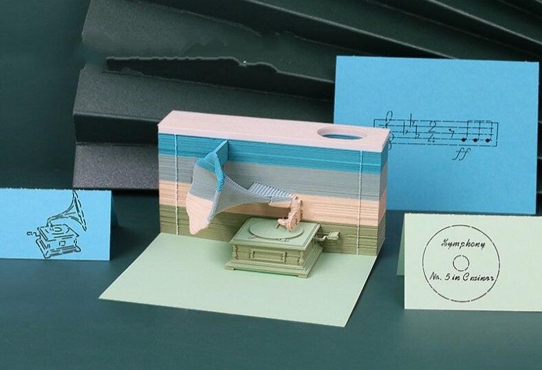 Phonograph 3D Note Pad - Phonograph Miniature - Gramophone Model - Creative Memo Pad - Omoshiroi Block - Artistic Note Pad - Unique Gifts