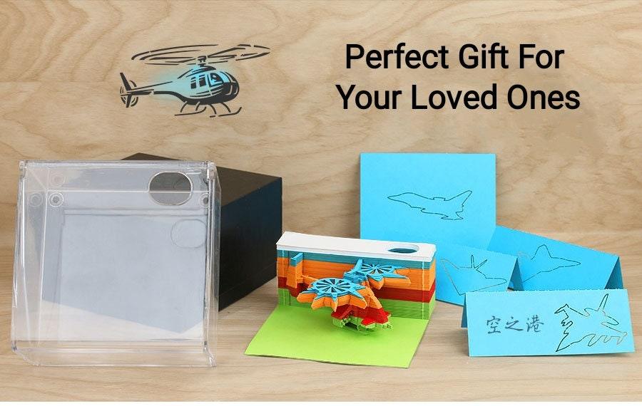 Galaxy Helicopter 3D Note Pad - Helicopter Miniature - Helicopter - Creative Memo Pad - Omoshiroi Block - Artistic Note Pad - Unique Gifts