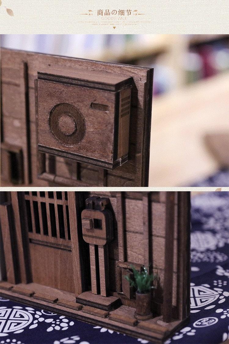 DIY Wizard Alley Book Nook - Japanese Book Nook - Book Shelf Insert - Book Scenery - Diorama -  Bookcase Bookend with LED Model Building Kit