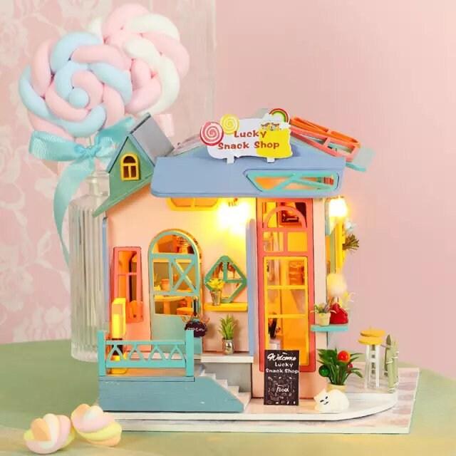 DIY Dollhouse Kit - Lucky Snack Shop - Thick Flavour Alley Dollhouse Miniature - Adult Craft - Best Gift - DIY Craft Kit