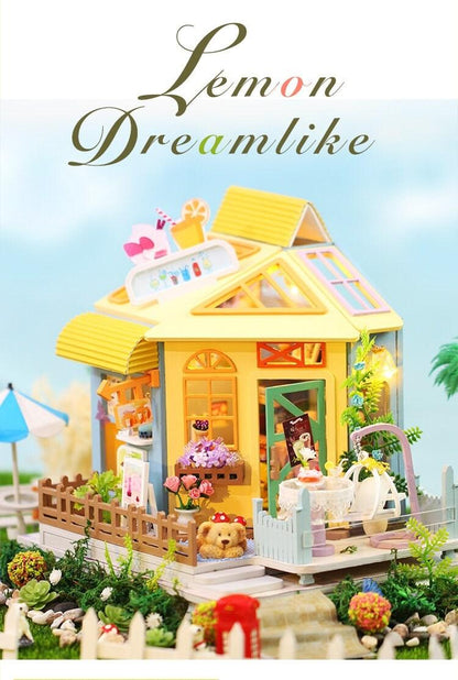 DIY Dollhouse Kit - Lemon Dreamlike - Juice Shop Dollhouse Miniature - Adult Craft - Best Gift - DIY Craft Kit - Rajbharti Crafts