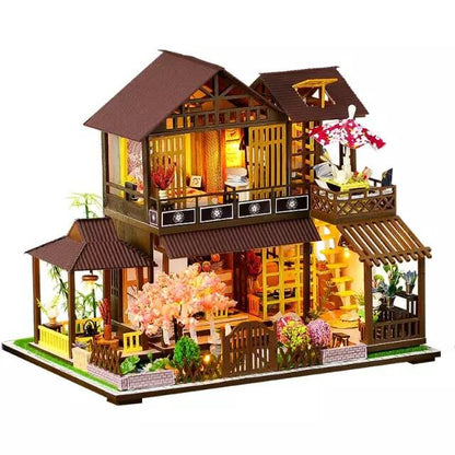 DIY Dollhouse Kit Forest Pavilion Miniature House with Furniture Japanese Villa Style Miniature Dollhouse Kit Adult Craft DIY Kits - Rajbharti Crafts