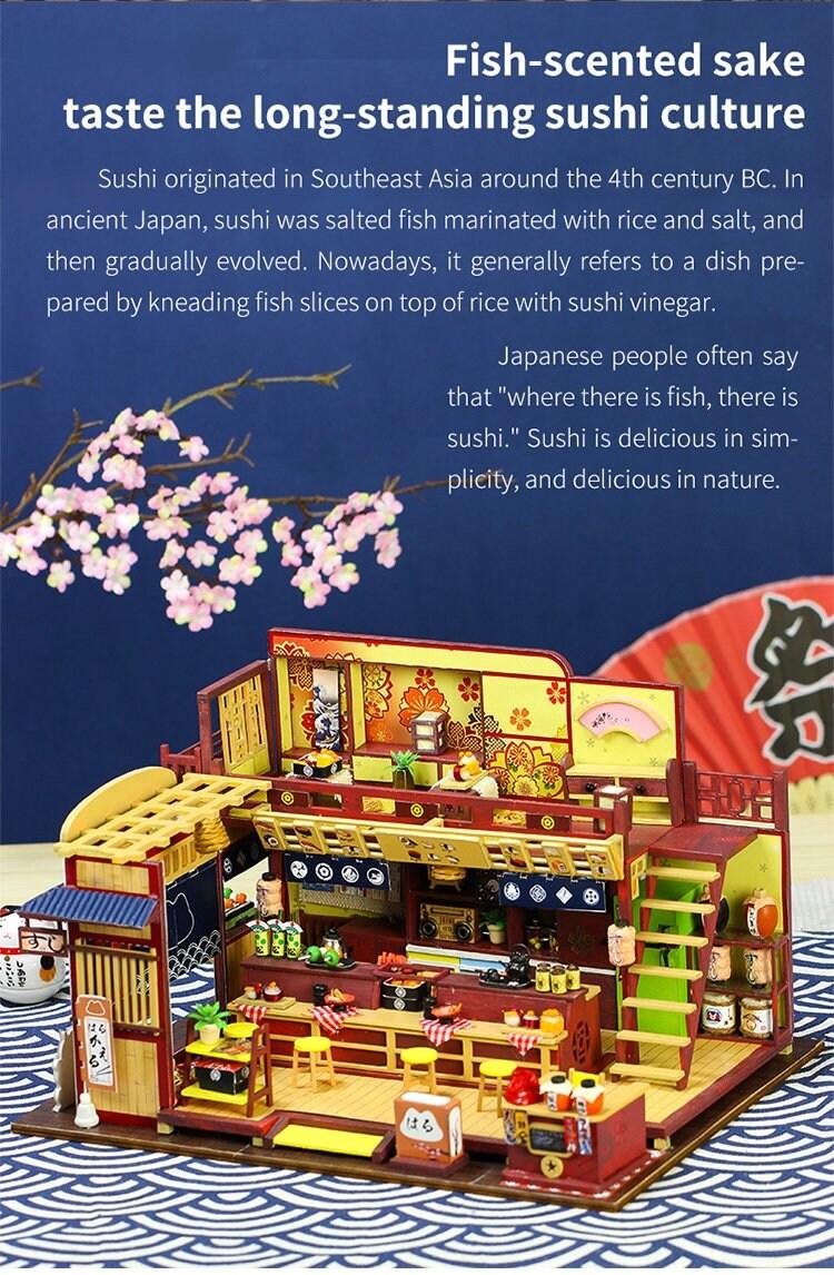 DIY Japanese Sushi Restaurant - DIY Dollhouse Kit - Miniature Sushi Restaurant - DIY Dollhouse Miniature Café