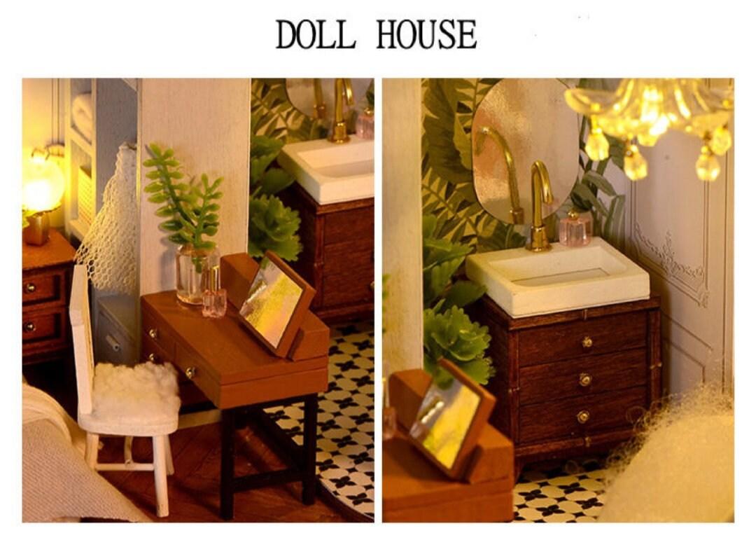 DIY Dollhouse Kit - Enjoyable House Miniature With Furniture And Comfort Bathroom Apartment Style Miniature Dollhouse Kit Adult Craft Kits
