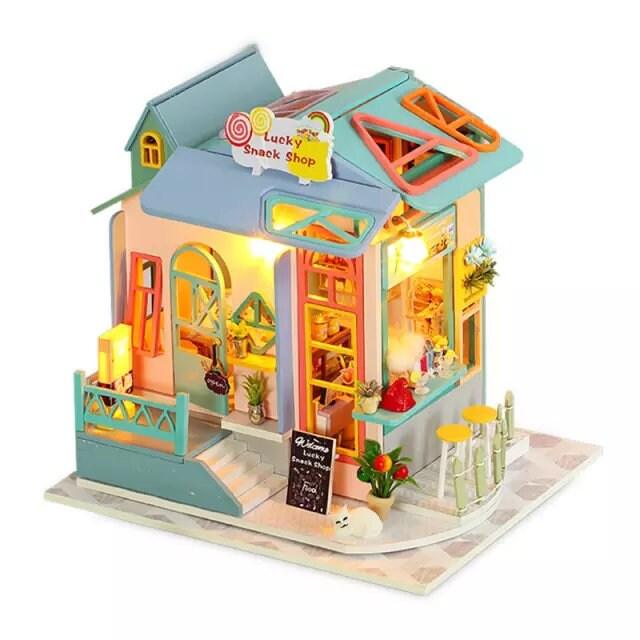 DIY Dollhouse Kit - Lucky Snack Shop - Thick Flavour Alley Dollhouse Miniature - Adult Craft - Best Gift - DIY Craft Kit
