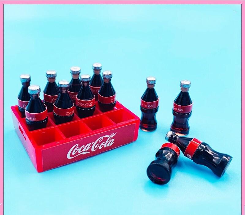 1:12 Scale - Miniature CocaCola Bottles With Tray - Dollhouse Coldrinks Bottles - Set Of 12 Miniature Bottles With Tray - Dollhouse Decors