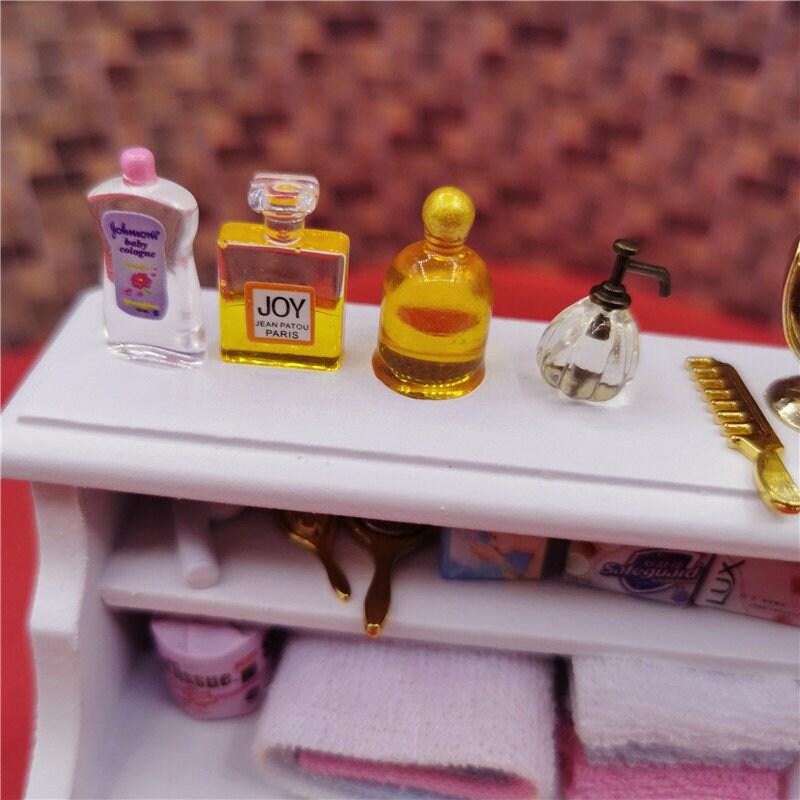 1:12 Scale Miniature Toiletries - Miniature Bathroom Accessories - Dollhouse Toiletry Box - Miniature Perfume Bottles - Miniature Soap