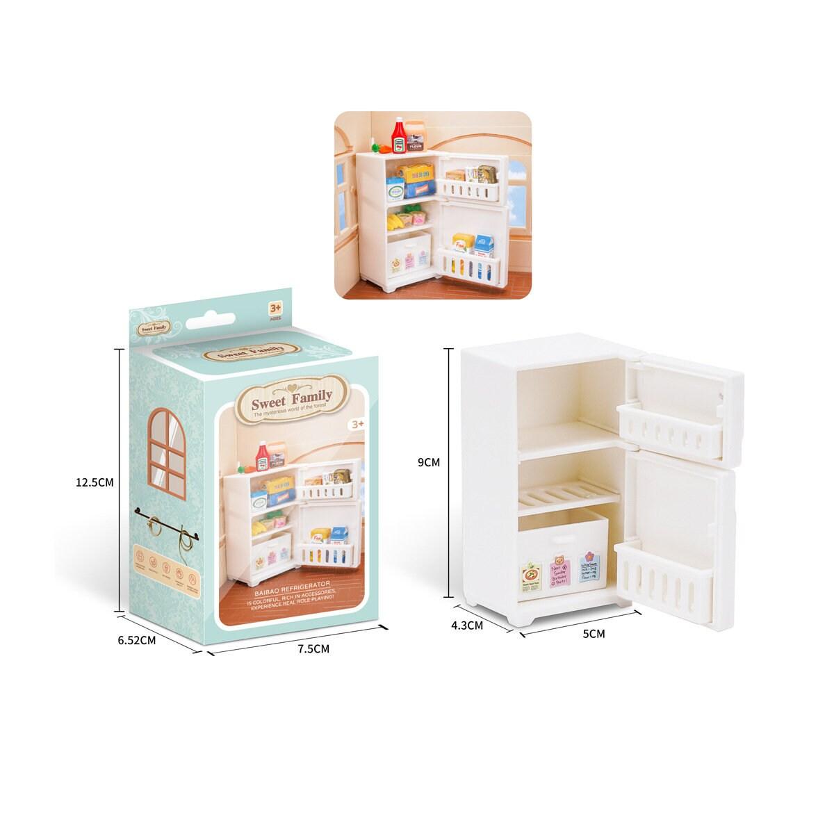 1:12 Scale - 16 Pcs Miniature Refrigerator - Miniature Fridge - Real Mini Kitchen Scene Mini Refrigerator Dollhouse Refrigerator With Stuff