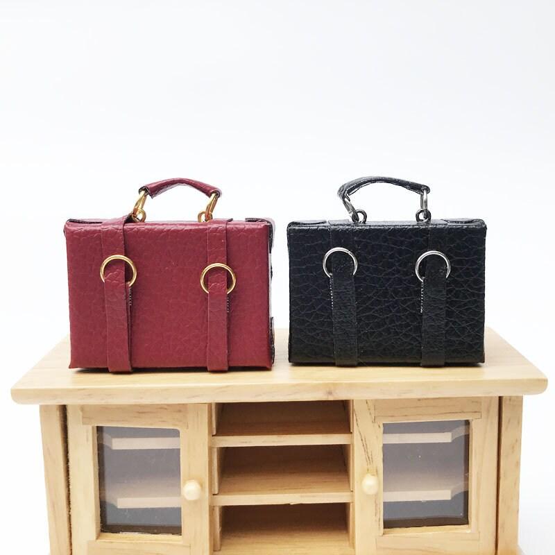 1:12 Scale - Dollhouse Miniature Trunks - Mini Leather Bags - Dollhouse Office Bags - Miniature Suitcase - Dollhouse Miniature Accessories