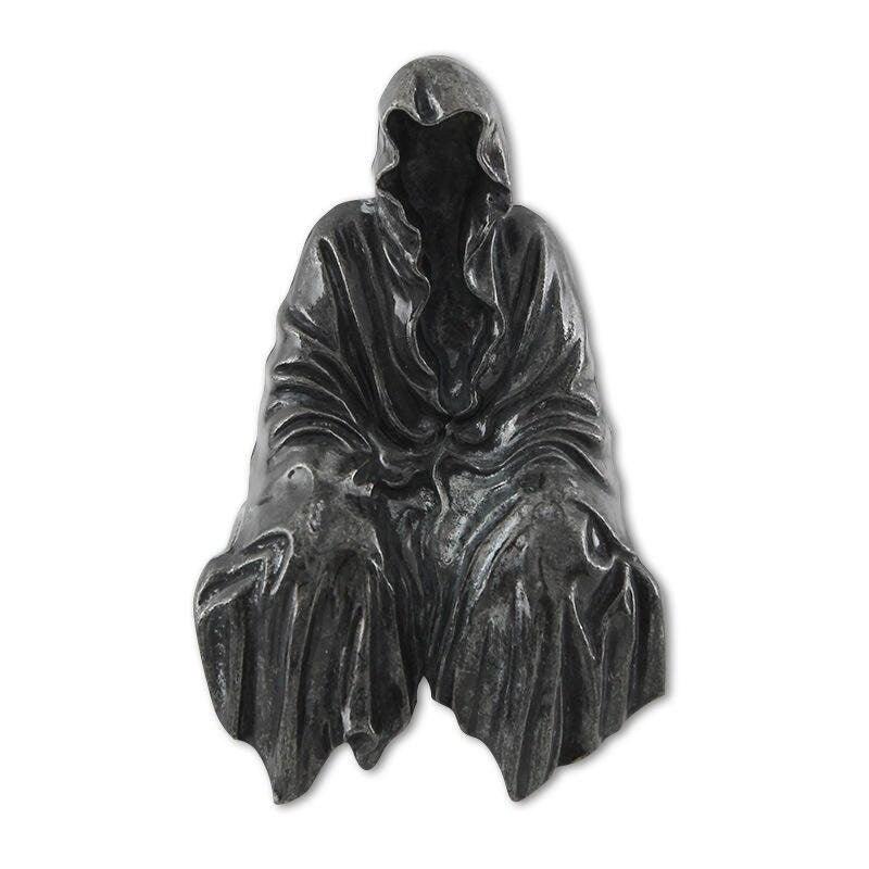 Gothic Black Robe Nightcrawler Statue - Reaping Solace the Creeper Sitting Statue Decorative Dark Cloak Mysterious Master Ornament Toy