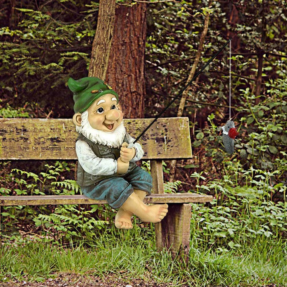 Fishing Old Man Garden Gnome Garden Dwarf Decorations Lawn & Yard D?cor Resin Arts Garden Gnome Sculpture Dwarf Miniature Figurines Garden - Rajbharti Crafts