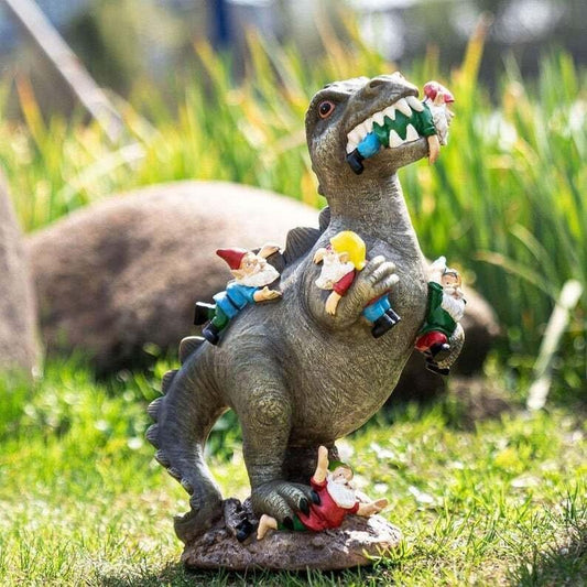 Dinosaur Eating Dwarfs Garden Decorations - Lawn & D?cor Resin Art - Garden Gnome Garden Dinosaur Funny Dwarfs Statue Dwarf Figurines - Rajbharti Crafts