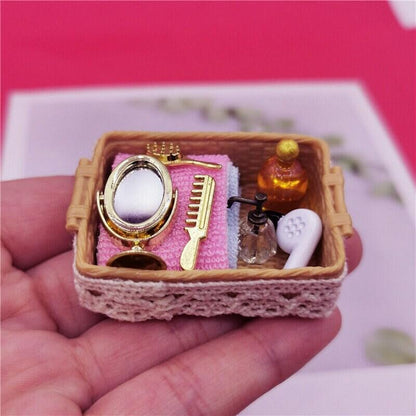 1:12 Scale Miniature Toiletries - Miniature Bathroom Accessories - Dollhouse Toiletry Box - Miniature Perfume Bottles - Miniature Soap - Rajbharti Crafts