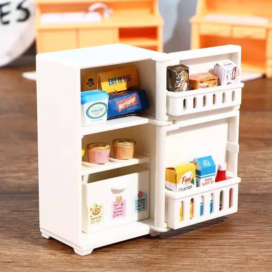 1:12 Scale - 16 Pcs Miniature Refrigerator - Miniature Fridge - Real Mini Kitchen Scene Mini Refrigerator Dollhouse Refrigerator With Stuff - Rajbharti Crafts