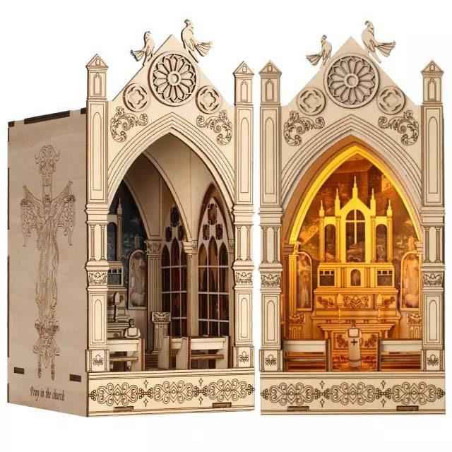 DIY Book Nook - Cathdrale Notre-Dame de Paris - Notre Dame Cathedral Book Nooks - Book Shelf Insert - Book Scenery- DIY Church Dioramas Kit