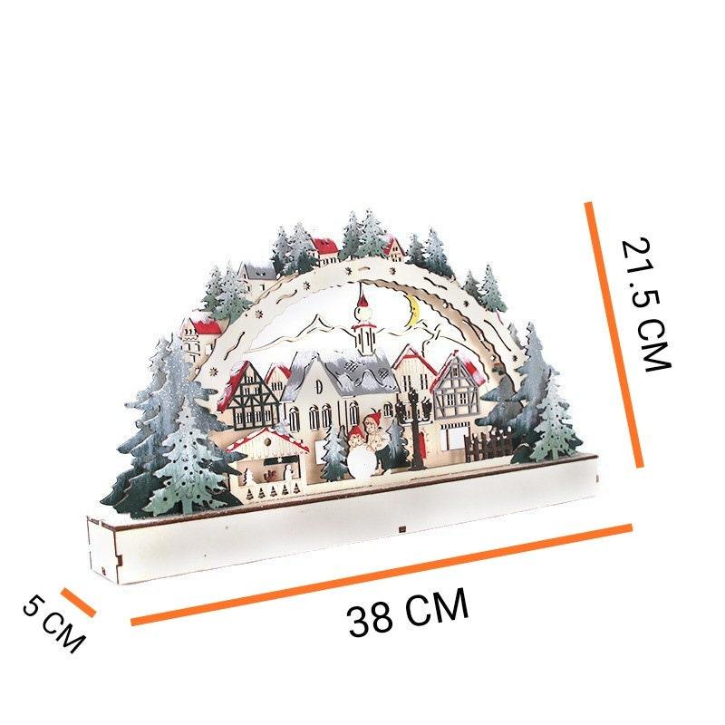 Christmas Village House - Christmas Gifts Christmas Decorations With LED - Wooden Christmas House - Holiday Gifts - Christmas Village Scene - Rajbharti Crafts