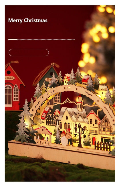 Christmas Village House - Christmas Gifts Christmas Decorations With LED - Wooden Christmas House - Holiday Gifts - Christmas Village Scene - Rajbharti Crafts