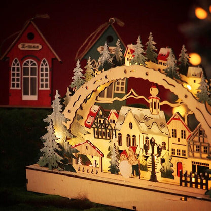 Christmas Village House - Christmas Gifts Christmas Decorations With LED - Wooden Christmas House - Holiday Gifts - Christmas Village Scene - Rajbharti Crafts