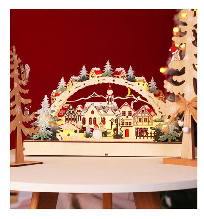 Christmas Village House - Christmas Gifts Christmas Decorations With LED - Wooden Christmas House - Holiday Gifts - Christmas Village Scene - Rajbharti Crafts