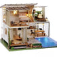 Japanese Style DIY Dollhouse Kit Miniature With Swimming Pool Duplex House Two Story Dollhouse Japanese Villa Style Miniature Dollhouse Kit