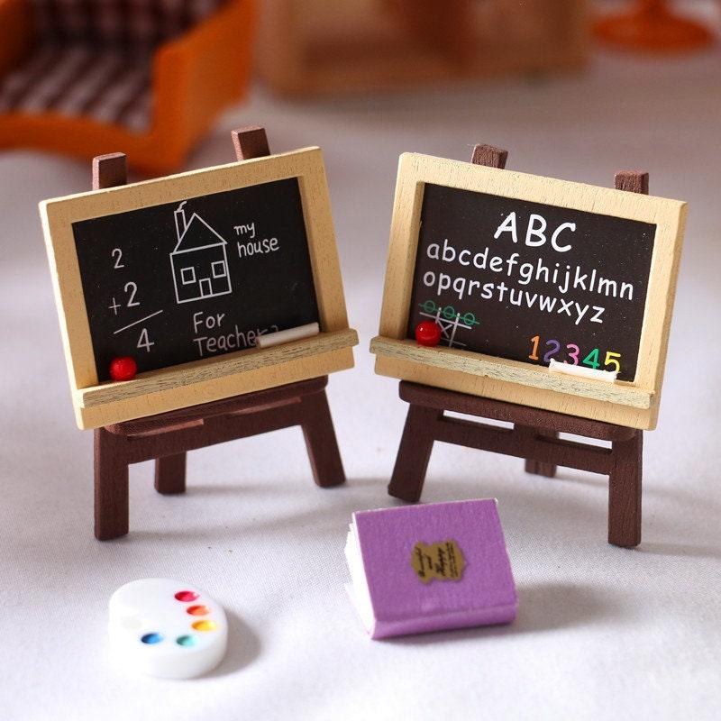 1:12 Scale Miniature Black Board - Miniature Classroom - Miniature Study Board - Mini Teaching Board - Miniature Accessories - Dollhouse
