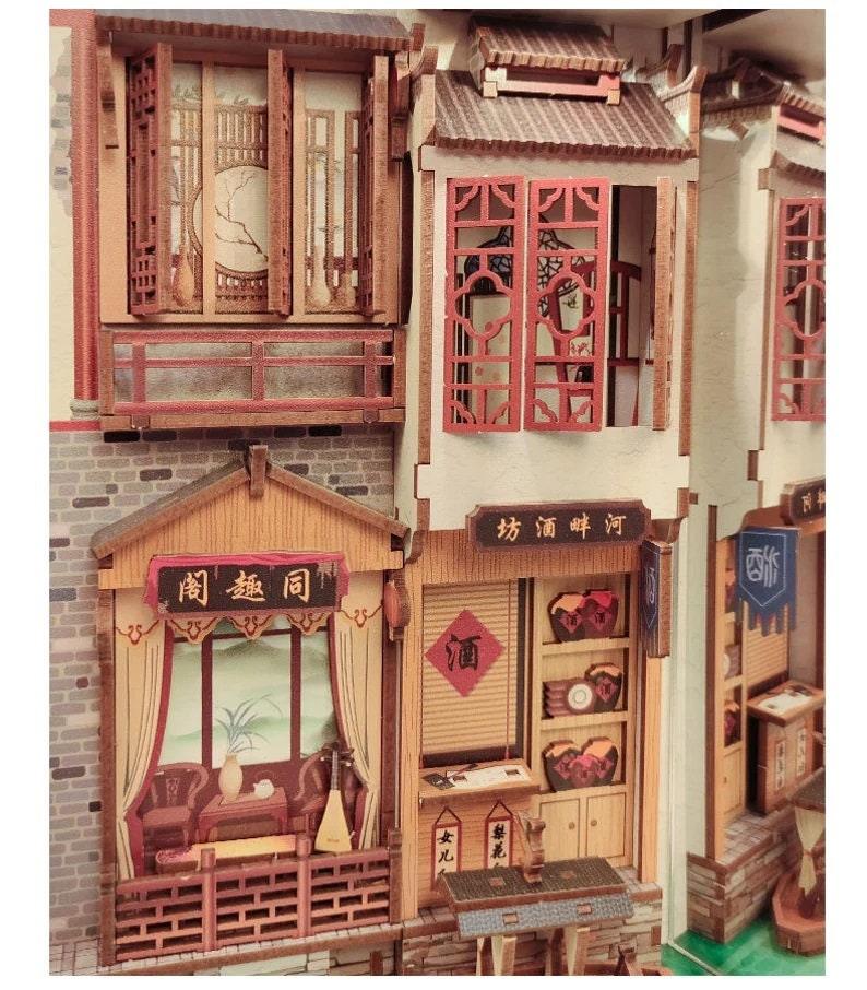 Jiangsu Watertown Book Nook DIY Book Nook Kits Book Doll House Book Shelf Insert Book Scenery Bookend Bookcase with Light Model Building Kit