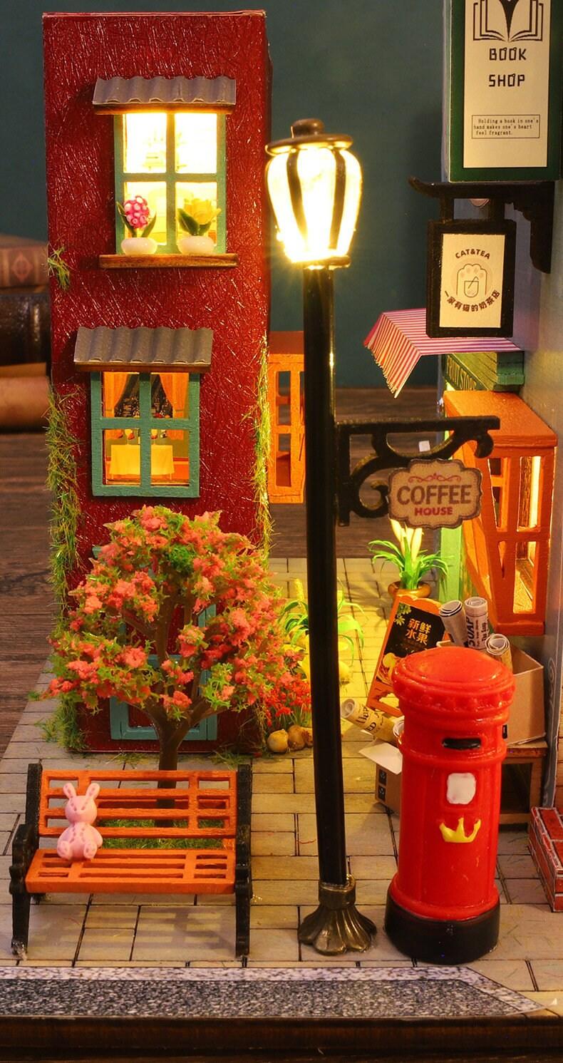 DIY Dollhouse Kit - Book Store Dollhouse - Miniature Library - Miniature Book Shop - Miniature Doll House Kits - Dollhouse Accessories