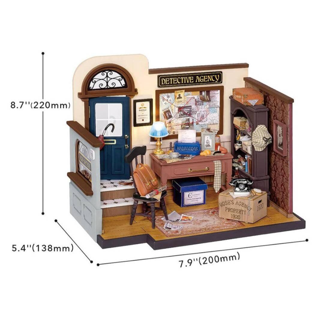 DIY Doll House Kit - Mose's Detective Agency Office Miniature - Doll House Miniature - Miniature Furniture With Accessories - Birthday Gifts