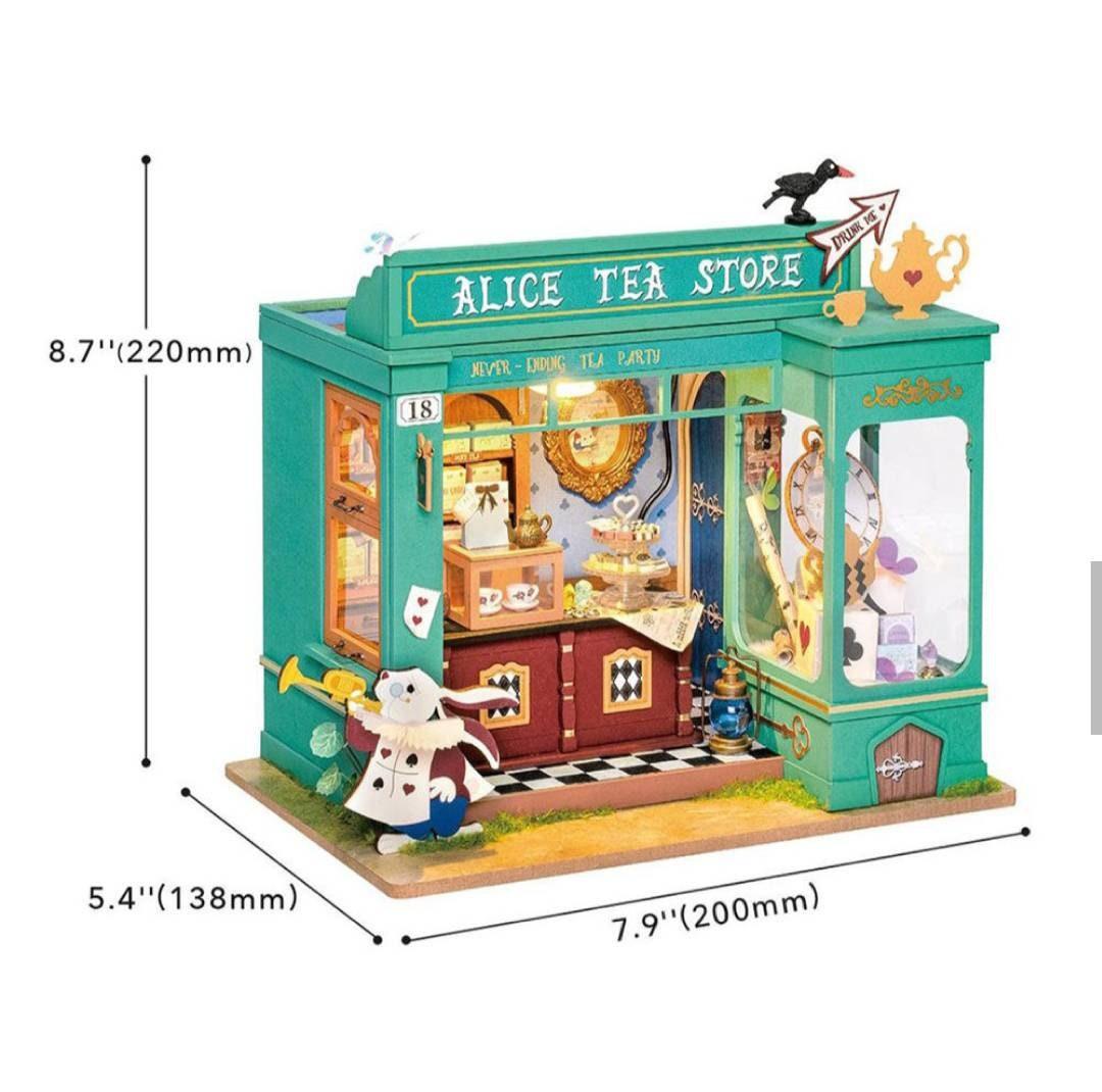 DIY Doll House Kit - Alice Tea Store Dollhouse Miniature - Cafe Dollhouse - Tea Shop Miniature - Dollhouse Furniture with Accessories - Rajbharti Crafts