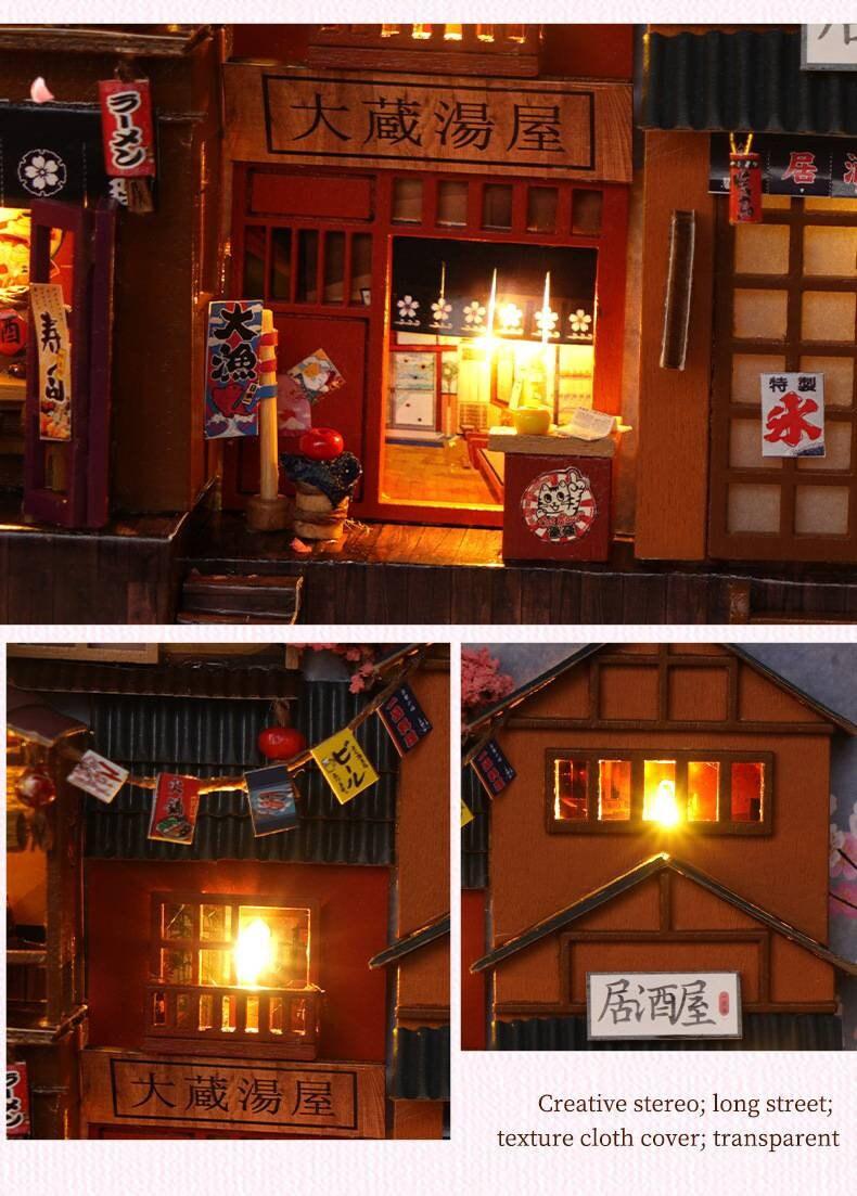 Chongqing Alley Book Nook - DIY Book Nook Kit - Chinese Alley Book Scenery - Book Shelf Insert - Bookcase with Light Miniature Building Kit - Rajbharti Crafts