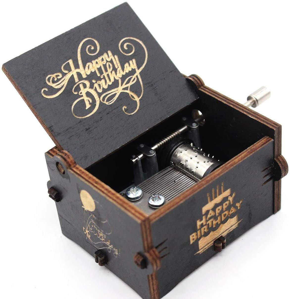 Happy Birthday Music Box - Wooden Hand Cranked Happy Birthday Tune Music Box - Best Birthday Gift - Gift For Her - Gift For Him - Surprise