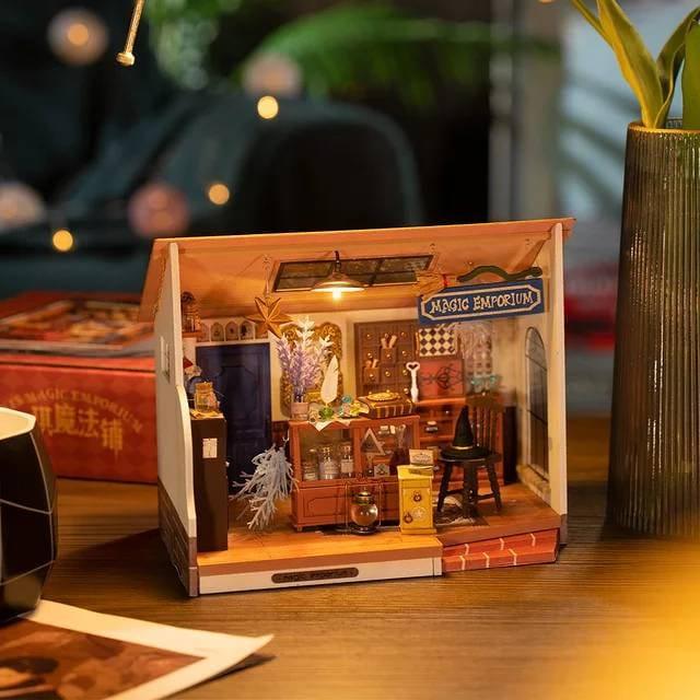 Magic Emporium DIY Doll House Kit - Wizard School Office Miniature - Magical Room Miniature - Dollhouse Miniature With Furniture