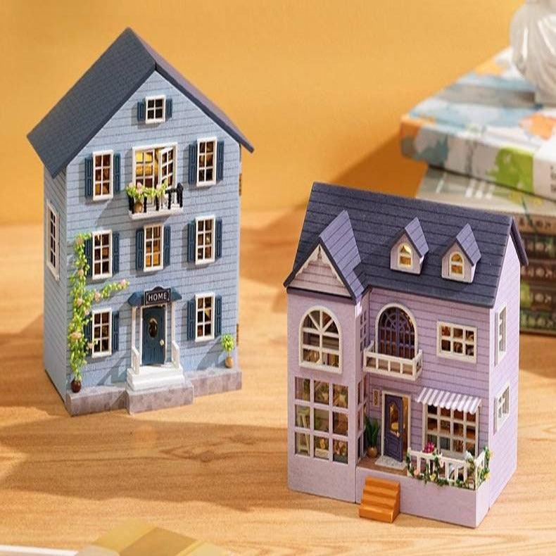 DIY Dollhouse Kit - Mini House Series European Style Dollhouse Two Story Doll House With Openable Doors Birthday Christmas Gift Adult Craft - Rajbharti Crafts