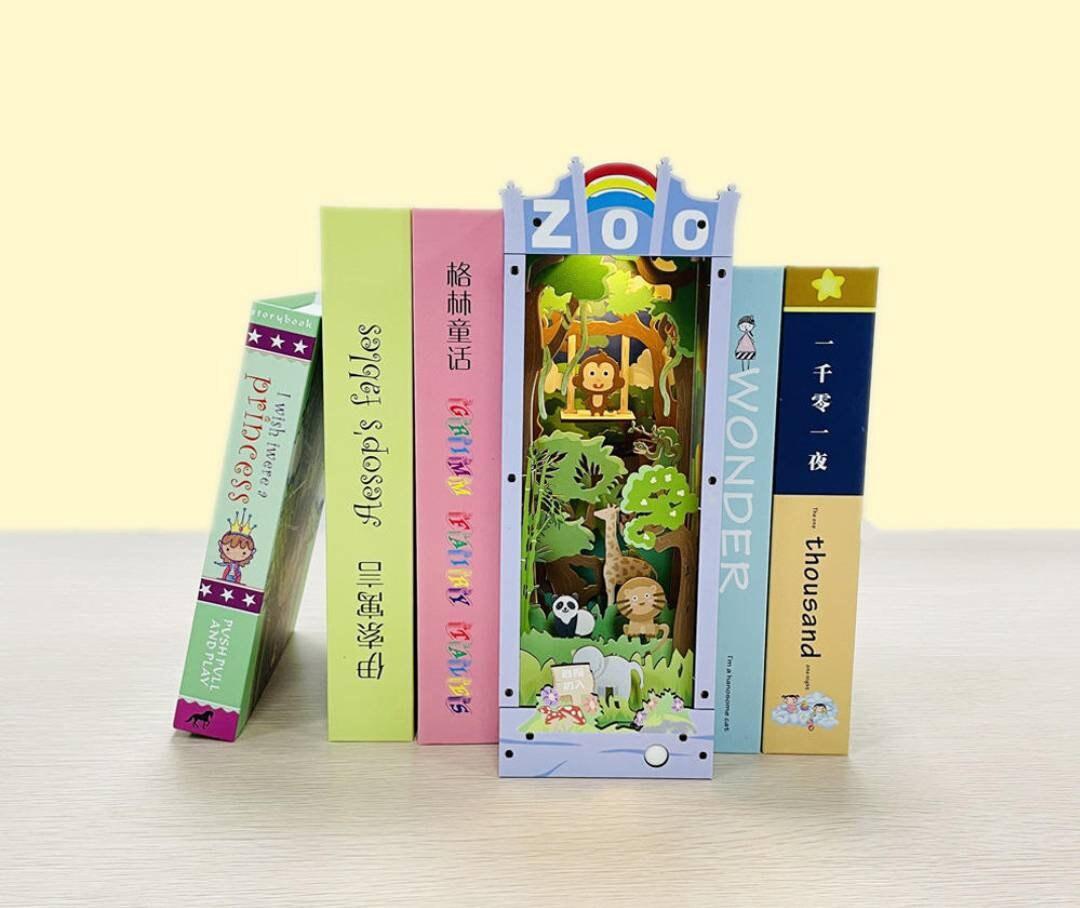 DIY Book Nook Kits - Story Tales Book Nooks - Fairy Tales Book Nook DIY Book Shelf Insert Decorative Bookends Bookcase with LED Building Kit - Rajbharti Crafts