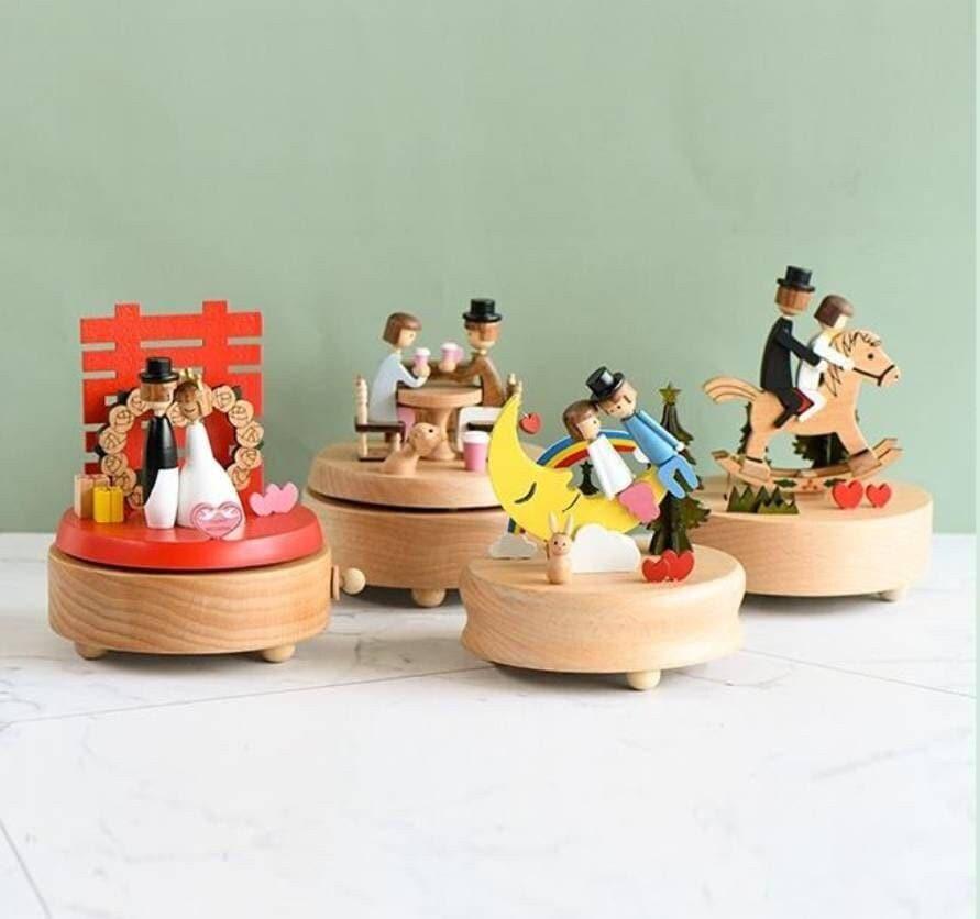 Valentine Day Music Box Personalized Wooden Valentine Music Box Sweet Love Music Wedding Music Box Clockwork Music Boxes Couple Gifts - Rajbharti Crafts