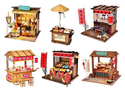 DIY Dollhouse Kit Tea Shop Sushi Restaurant Meat Shop Momos Shop Bakery Dollhouse Ancient Times Classical Shop Chinese Style Dollhouse - Rajbharti Crafts