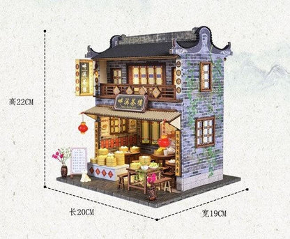 DIY Dollhouse Kit Tea Shop Sushi Restaurant Meat Shop Momos Shop Bakery Dollhouse Ancient Times Classical Shop Chinese Style Dollhouse - Rajbharti Crafts