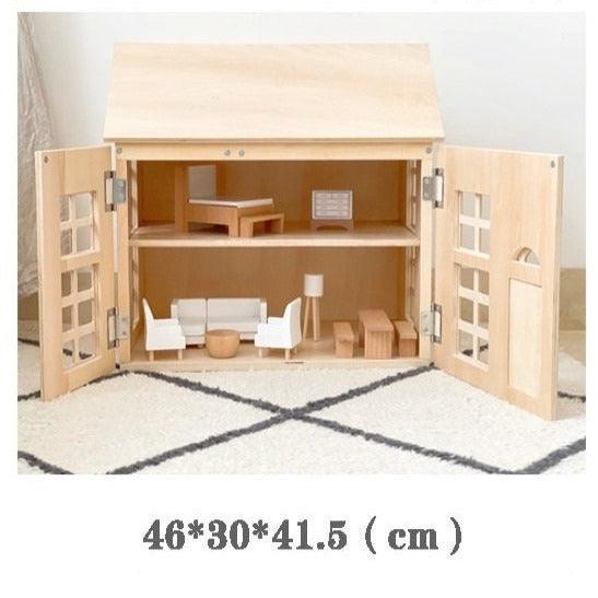 Wooden Dollhouse Pretend Play House With Openable Doors & Furniture Large Dollhouse Liberty Dollhouse For Kids Two Story Dollhouse Gift - Rajbharti Crafts